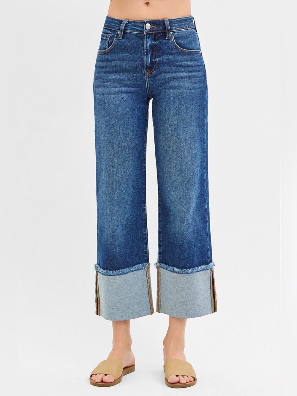 Women’s Blue Wide Crop Jeans